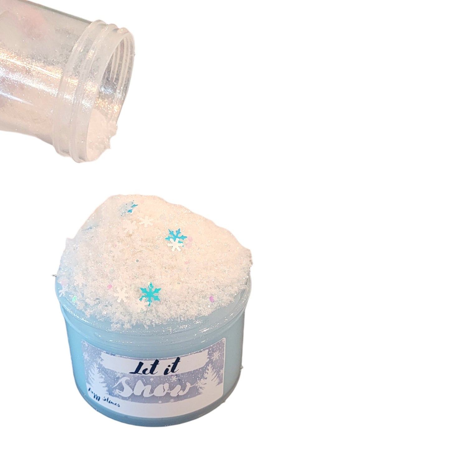 Let It Snow Snow Fizz w/ plastic snow drizzle Slime - Marshmallow Scent