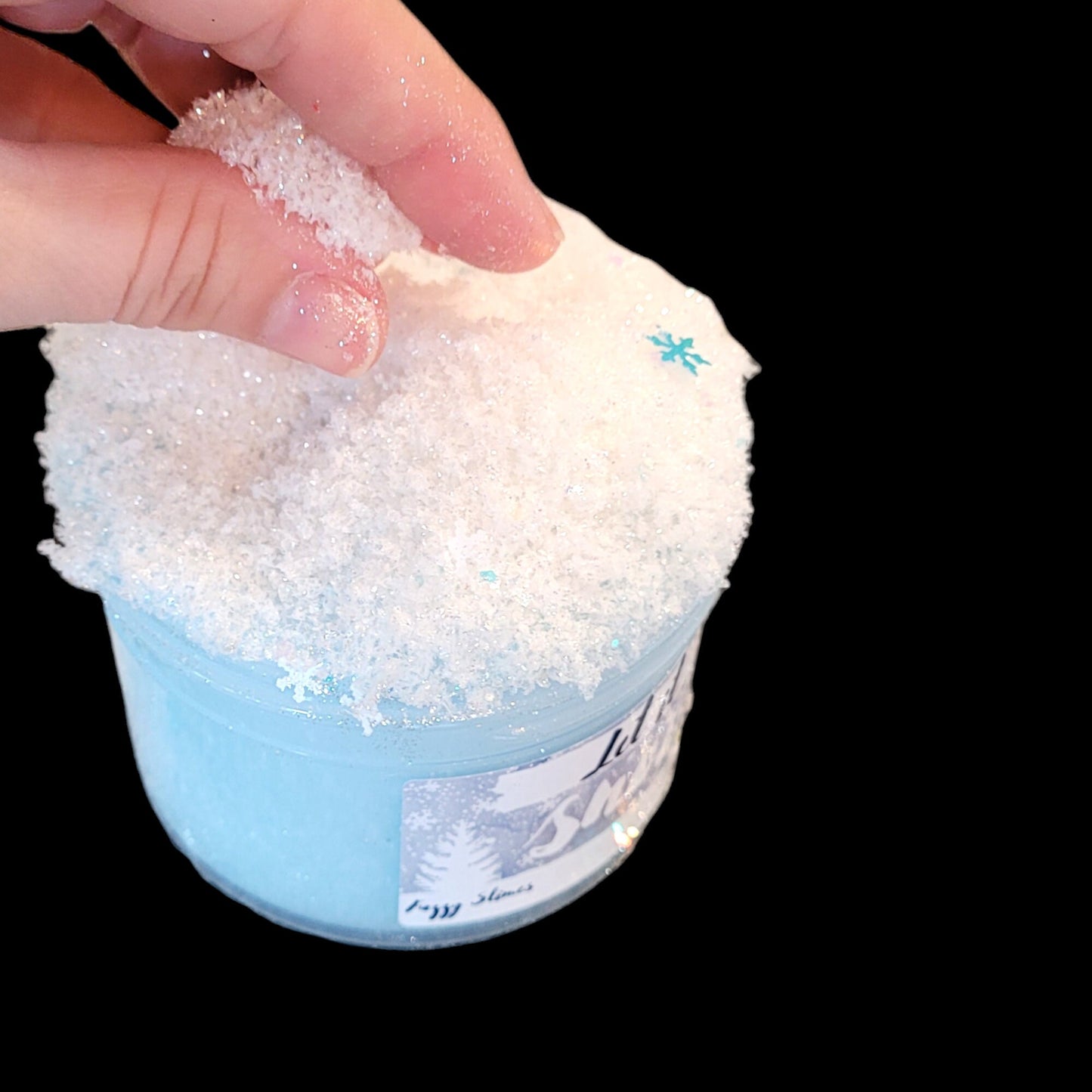 Let It Snow Snow Fizz w/ plastic snow drizzle Slime - Marshmallow Scent