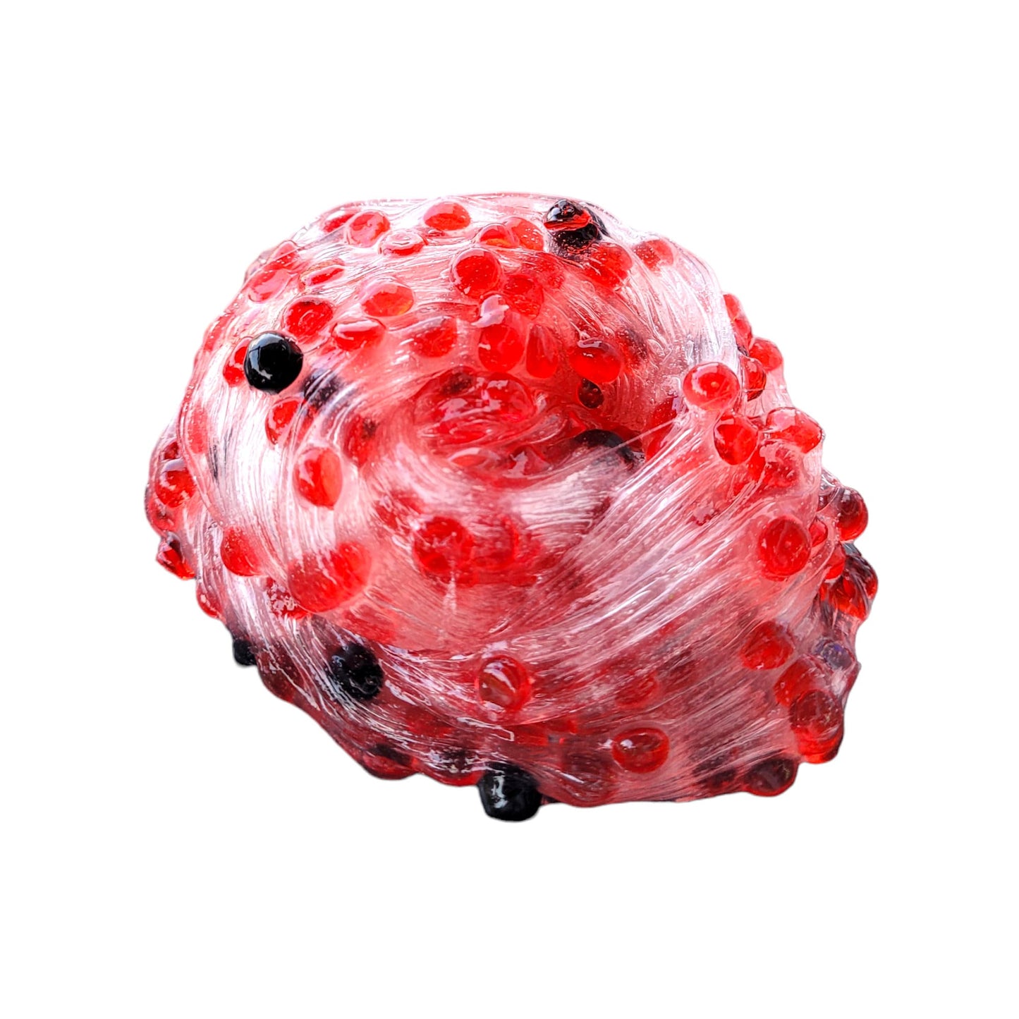 Lady Bug Crunchy Clear Black Fishbowl Boba Bead Drop - Light Strawberry Scent