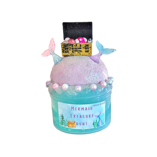 Mermaid Treasure Hunt Slime, Blue, Treasure, chest, pirate, water, ocean, beach, Clear, Slime, Clay, Bingsu Beads, mystery, surprise