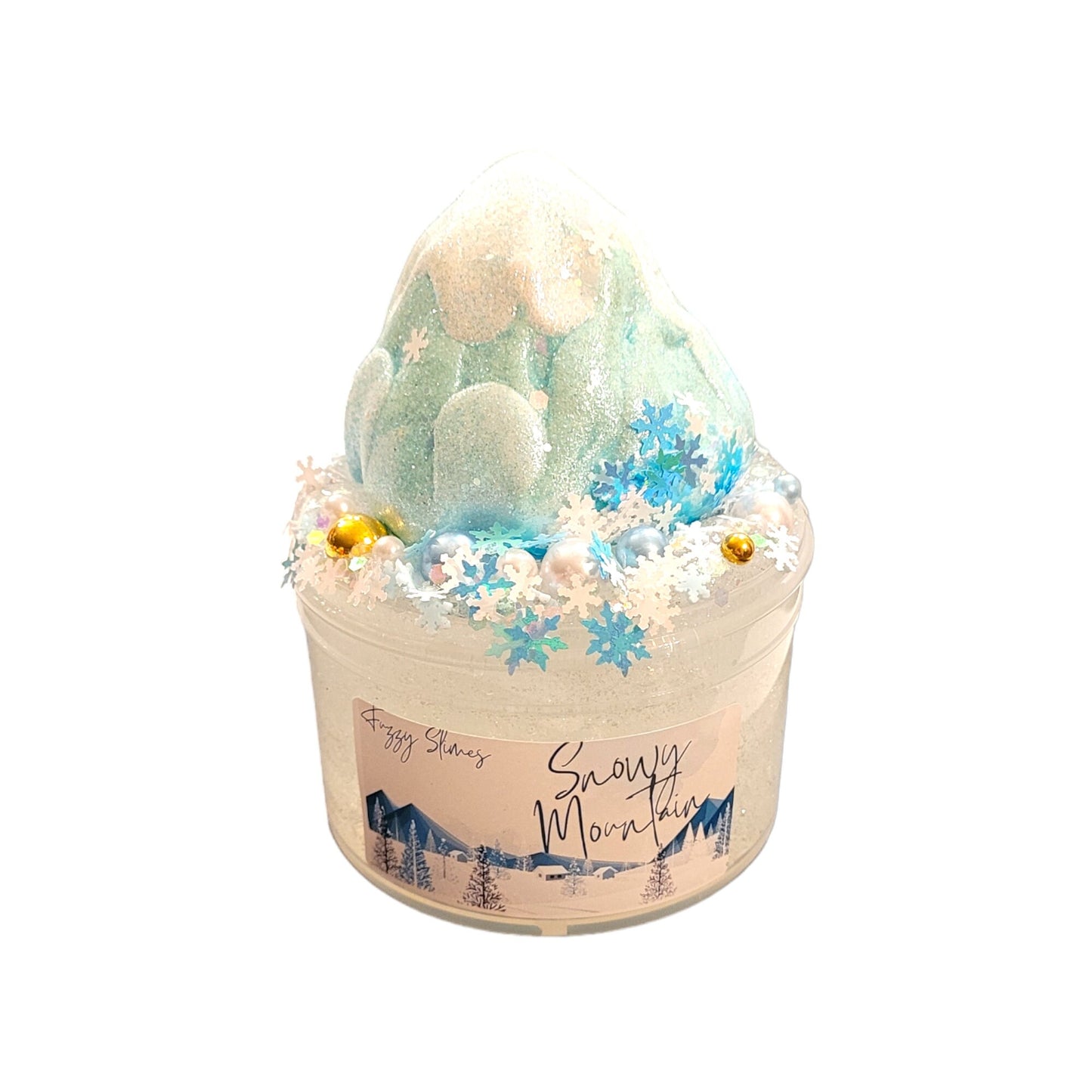 Snowy Mountain Clear, Clay, Jelly-Butter Inflated Slime - Mountain Rain Scent