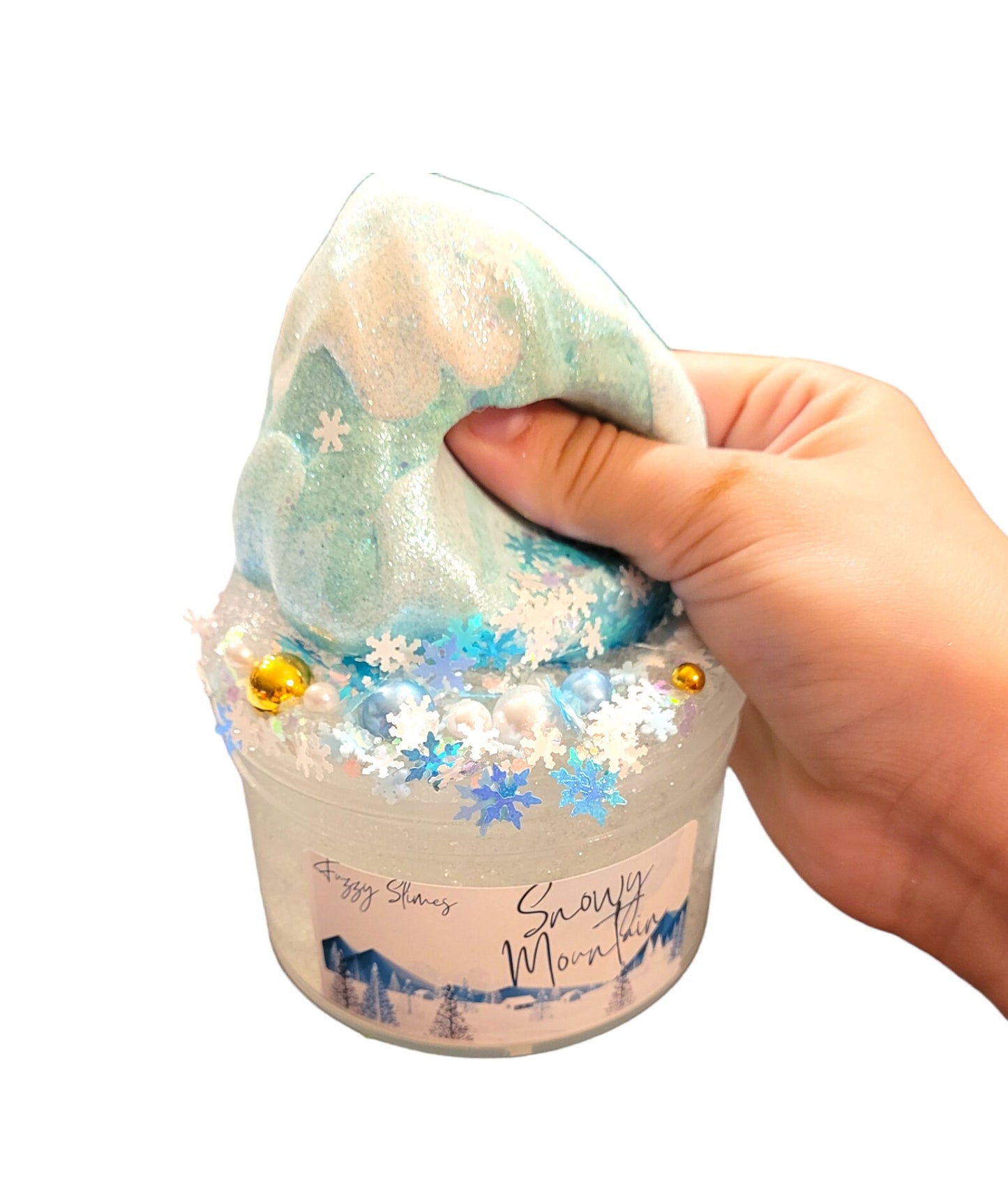 Snowy Mountain Clear, Clay, Jelly-Butter Inflated Slime - Mountain Rain Scent