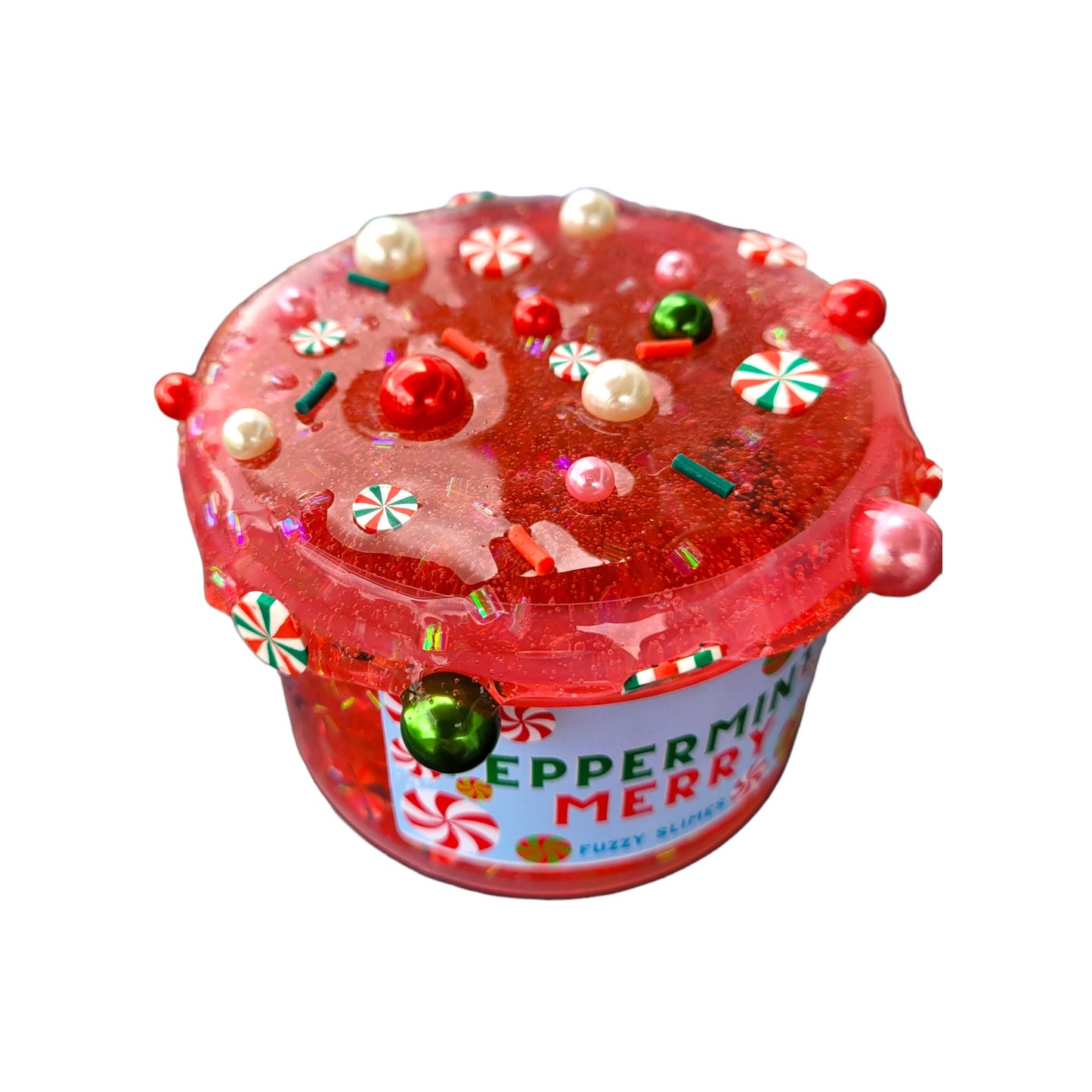 Peppermint Merry Clear, Fishbowl and Bingsu Beads Crunchy Slime - Peppermint Scent