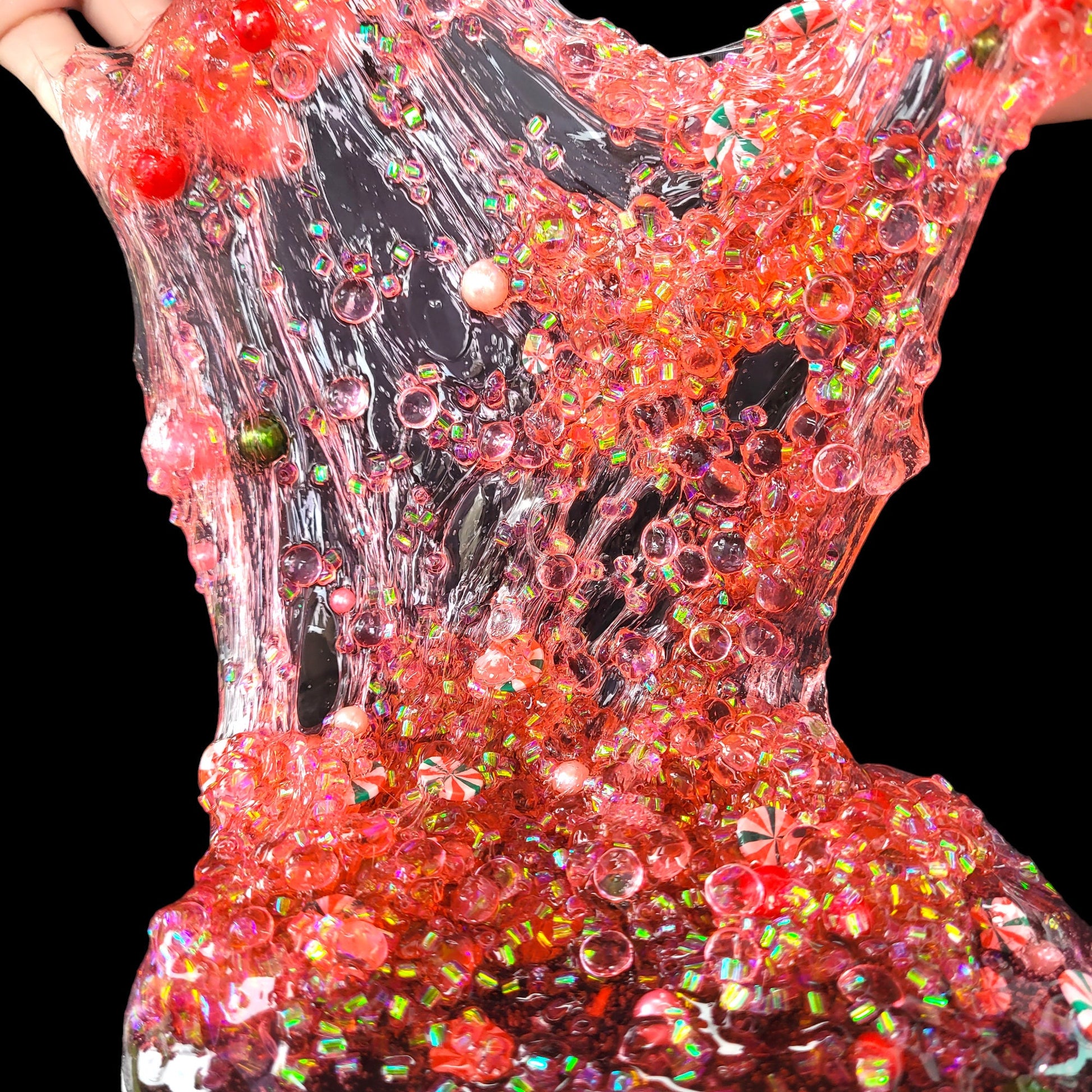 Peppermint Merry Clear, Fishbowl and Bingsu Beads Crunchy Slime - Peppermint Scent