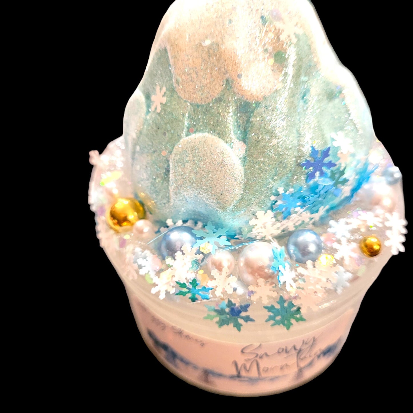 Snowy Mountain Clear, Clay, Jelly-Butter Inflated Slime - Mountain Rain Scent
