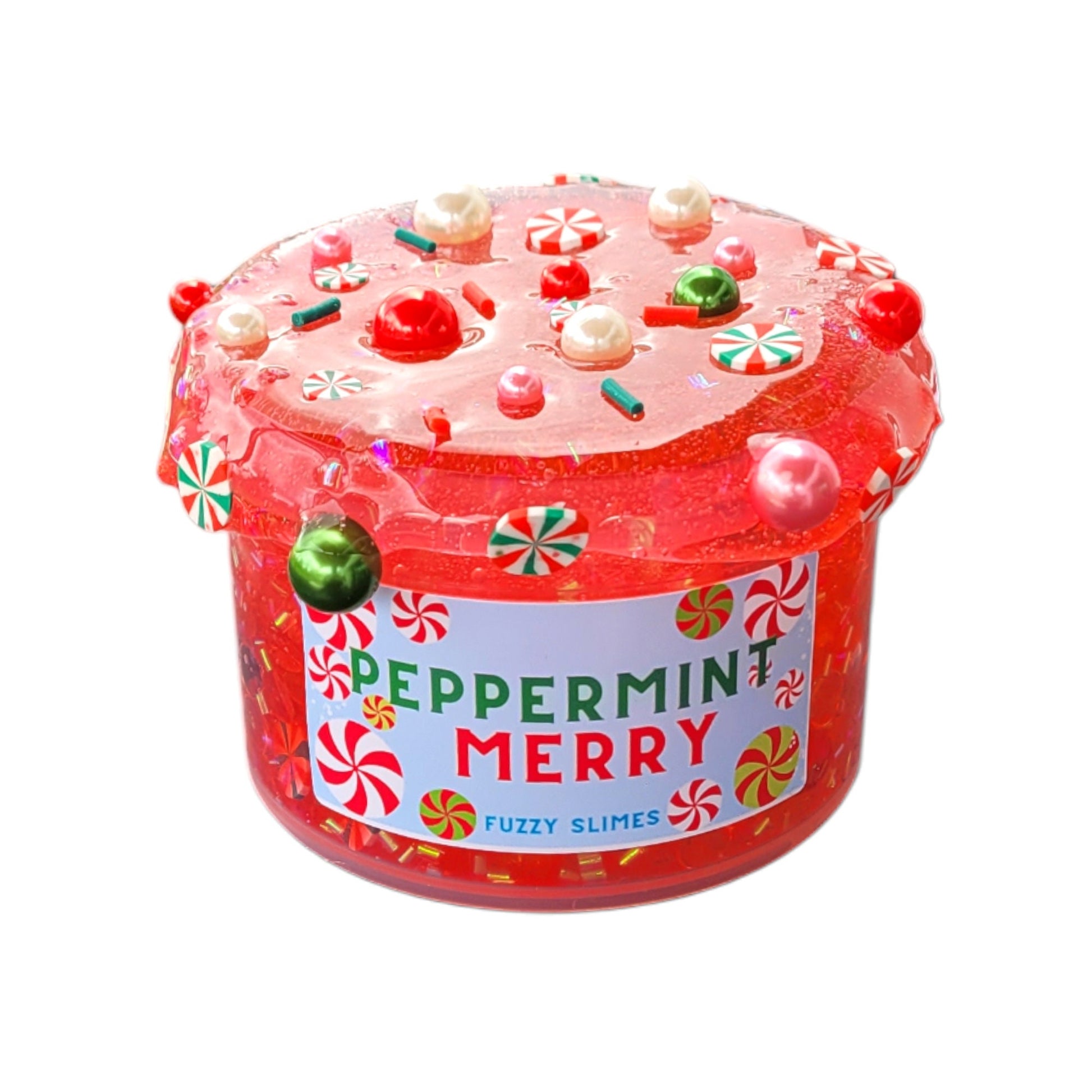 Peppermint Merry Clear, Fishbowl and Bingsu Beads Crunchy Slime - Peppermint Scent