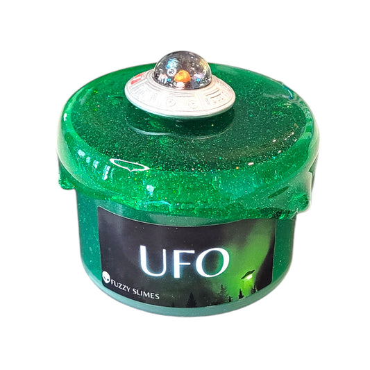 UFO clear greenglitter slime- green apple scent