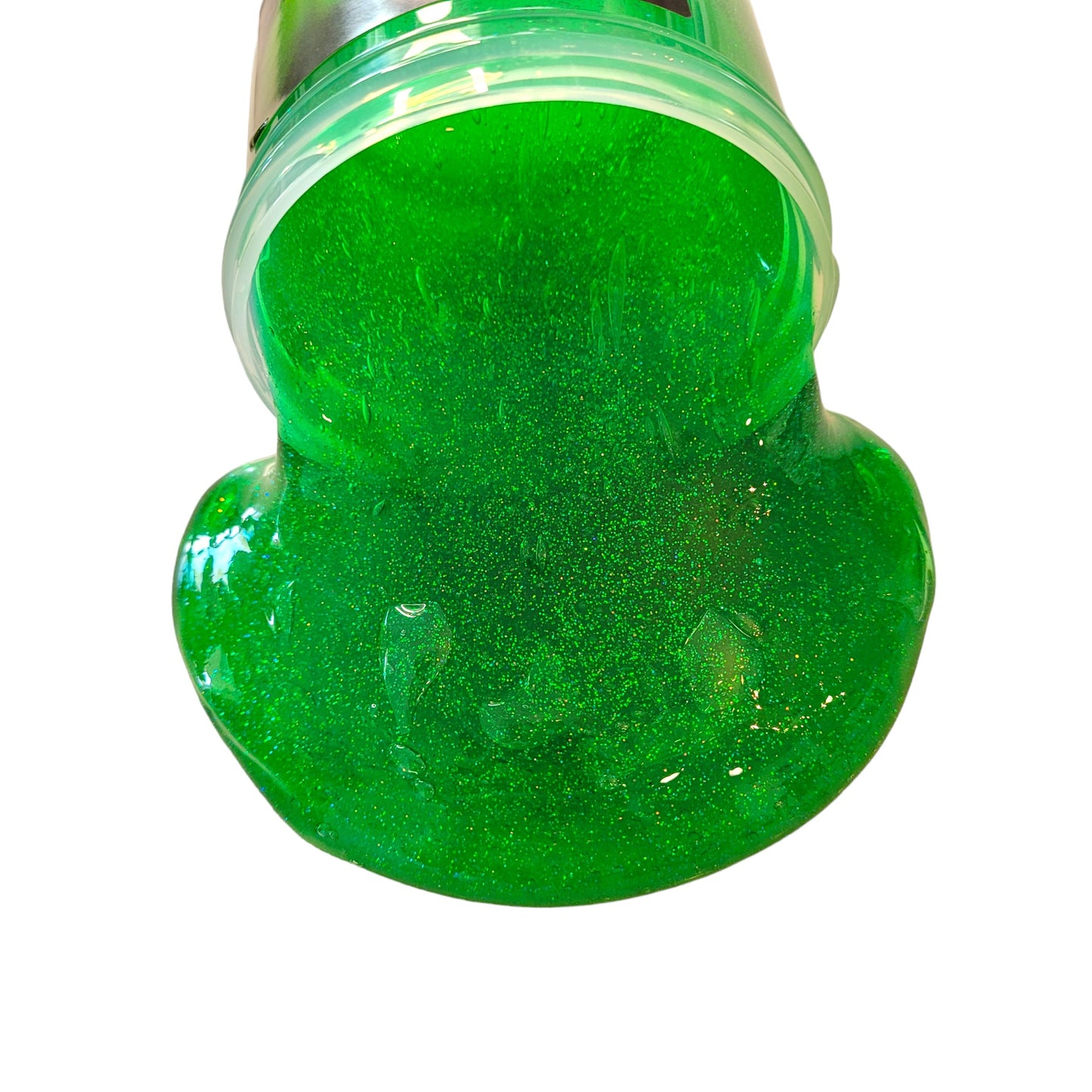 UFO clear greenglitter slime- green apple scent